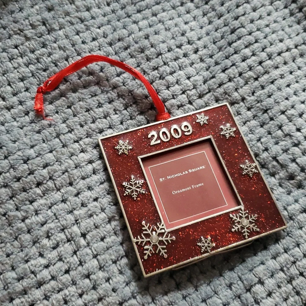 St. Nicholas Square Glittery Red Snowflake Frame